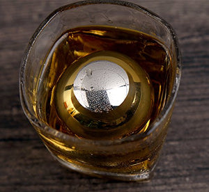 Whiteswallow Reusable Stainless Steel Ice Cube Metal Whiskey Stones Ball for Drinks Set of 4