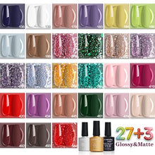 Load image into Gallery viewer, Lavender Violets 38pcs Gel Nail Polish Kit with UV Light 24W LED Nail Lamp, 27 Colors Spring Gel Polish Kit, Red Pink Gel Nail Kit with No Wipe Glossy &amp; Matte Top Base Coat and Manicure Tools W973
