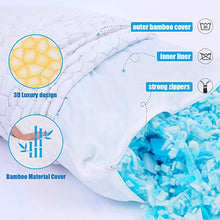 Load image into Gallery viewer, Cooling Bed Pillows for Sleeping 2 Pack Shredded Memory Foam Pillows Adjustable Cool BAMBOO Pillow for Side Back Stomach Sleepers - Luxury Gel Pillows Queen Size Set of 2 with Washable Removable Cover
