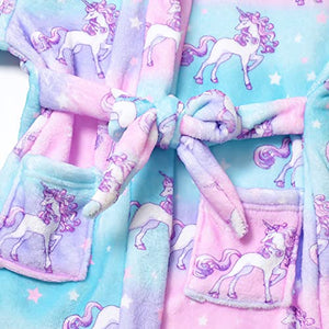 Matching Girls&Doll Robe Kids Bathrobes American Girl Plush Fleece Unicorn Pajamas,Size 6 7