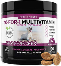 Load image into Gallery viewer, PetHonesty 10 in 1 Dog Multivitamin with Glucosamine - Essential Dog Vitamins with Glucosamine Chondroitin, Probiotics and Omega Fish Oil for Dogs Overall Health - (Chicken)
