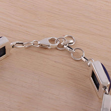 Load image into Gallery viewer, NOVICA Lapis Lazuli .925 Sterling Silver Link Bracelet, 6.75", Connected'
