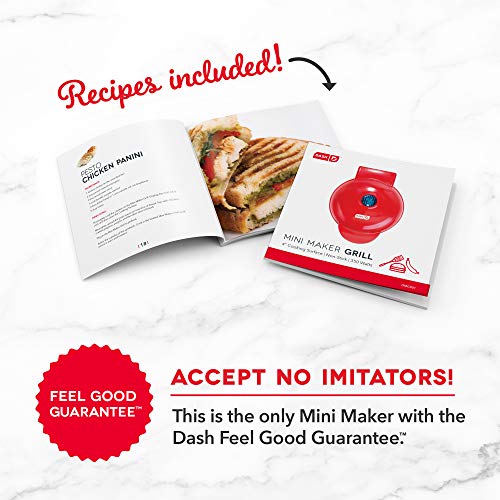 Load image into Gallery viewer, Dash DMG001RD Mini Maker Portable Grill Machine + Panini Press for Gourmet Burgers, Sandwiches, Chicken + Other On the Go Breakfast, Lunch, or Snacks with Recipe Guide - Red
