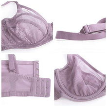 Load image into Gallery viewer, HSIA Minimizer Unlined Bra for Woman Underwire Lace Full Coverage Bra Grey Purple
