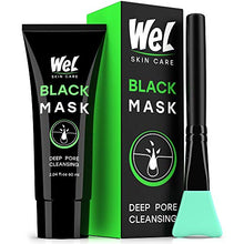 Load image into Gallery viewer, Wel Blackhead Remover Mask - Black Face Mask - Charcoal Face Mask - Peel off Mask - Bamboo Activated Facial Mud Mask - Silicone Face Brush - Deep Pore Cleansing Mask for Skin Care, New Formula 2020
