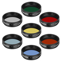 Load image into Gallery viewer, Neewer 1.25 inches Telescope Moon Filter, CPL Filter, 5 Color Filters Set(Red, Orange, Yellow, Green, Blue), Eyepieces Filters for Enhancing Definition and Resolution in Lunar Planetary Observation
