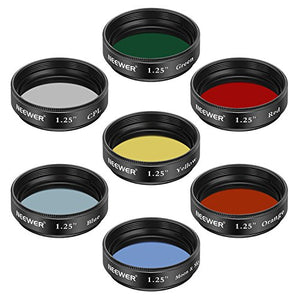 Neewer 1.25 inches Telescope Moon Filter, CPL Filter, 5 Color Filters Set(Red, Orange, Yellow, Green, Blue), Eyepieces Filters for Enhancing Definition and Resolution in Lunar Planetary Observation