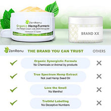 Load image into Gallery viewer, Organic Hemp Pain Relief Cream Large (4 oz) Value Size by ZenRenu - MSM Turmeric Arnica - Made in USA Premium Hemp Extract &amp; Hemp Oil for Pain Relief
