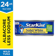 Load image into Gallery viewer, StarKist Solid White Albacore Tuna in Water 25% Less Sodium, 5 Oz, Pack of 24
