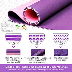 Dralegend Yoga Mat Exercise Fitness Mat - High Density Non-Slip Workout Mat for Yoga, Pilates & Exercises, Anti - Tear, Sweat - Proof, Classic 1/4 Inch