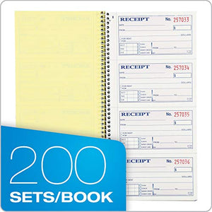 Adams Money and Rent Receipt Book, 2-Part Carbonless, 5-1/4" x 11", Spiral Bound, 200 Sets per Book, 4 Receipts per Page (SC1152)