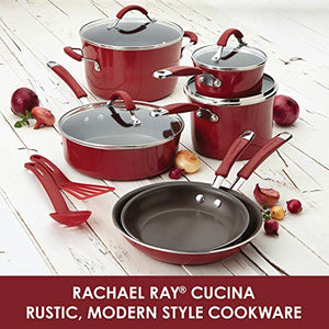 Rachael Ray Cucina Nonstick Sauce Pan/Saucepan with Lid, 2 Quart, Red