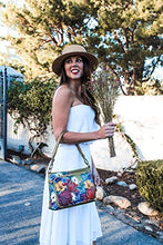 Load image into Gallery viewer, Anuschka Women’s Genuine Leather Shoulder Organiser - Hand Painted Exterior - Dreamy Floral
