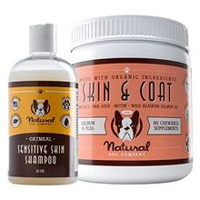 Load image into Gallery viewer, Natural Dog Company Skin &amp; Coat Chews (90-pcs) Bundle with Sensitive Skin Oatmeal Shampoo (12 oz) | Daily Supplement with Sensitive Skin Shampoo | Gentle Cleaning for Healthier Skin and Coats
