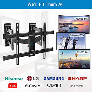 Corner TV Wall Mount Full Motion- Corner TV Bracket Fits 37-65 Inch LED, LCD 4K Flat Curved Screen TVs- Hold up to 99 lbs Max VESA 600x400 W/Tilt, Swivel and Level