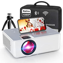 Load image into Gallery viewer, 1080P HD Projector, WiFi Projector Bluetooth Projector, FANGOR 230" Portable Movie Projector with Tripod, Home Theater Video Projector Compatible with HDMI, VGA, USB, Laptop, iOS &amp; Android Smartphone
