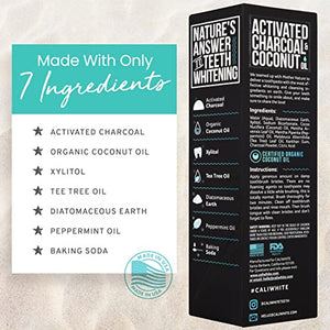 Cali White Activated Charcoal & Organic Coconut Oil Teeth Whitening Toothpaste, Made in USA, Natural Teeth Whitener, Vegan, Fluoride-Free, Sulfate-Free, Organic, Black Tooth Paste, Pacific Mint (4oz)