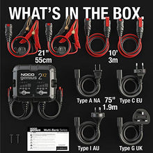 Load image into Gallery viewer, NOCO GENIUS2X2, 2-Bank, 4-Amp (2-Amp Per Bank) Fully-Automatic Smart Charger, 6V and 12V Battery Charger, Battery Maintainer, and Battery Desulfator with Temperature Compensation
