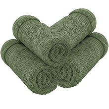 Load image into Gallery viewer, Luxury Turkish Cotton Washcloths for Easy Care, Extra Soft &amp; Absorbent, Fingertip Towels, 4 Pack Washcloth Set by United Home Textile, Sage Green
