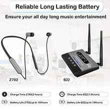 Load image into Gallery viewer, Friencity Wireless Headphones Earbuds for TV Watching with Bluetooth Transmitter 164ft Range, Neckband TV Headset Hearing Set for Seniors, Digital Optical RCA, 3.5mm Aux, Plug n Play, No Audio Delay
