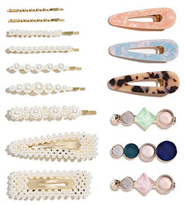 15 Pcs Pearl Hair Clip for Women Acrylic Hair Clips Handmade Pearl Hair Pins for Girls Hair Barrettes for Women Fashion Hair Accessories for Party Wedding gift for Christmas birthday holiday Seasons