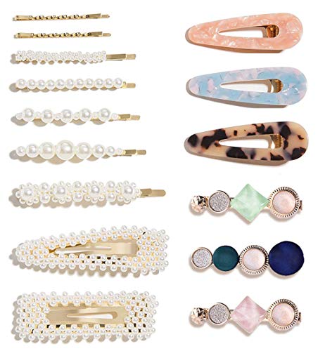 15 Pcs Pearl Hair Clip for Women Acrylic Hair Clips Handmade Pearl Hair Pins for Girls Hair Barrettes for Women Fashion Hair Accessories for Party Wedding gift for Christmas birthday holiday Seasons