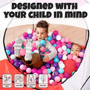 Click N' Play Ball Pit Balls for Kids, Plastic Refill Balls, 200 Pack, Phthalate and BPA Free, Includes a Reusable Storage Bag with Zipper, Pastel, Gift for Toddlers and Kids
