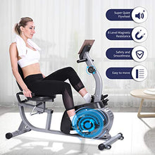 Load image into Gallery viewer, MaxKare Recumbent Exercise Bike Indoor Cycling Stationary Bike with Adjustable Seat and Resistance, Pulse Monitor/Phone Holder (Seat Height Adjustment by Lever)
