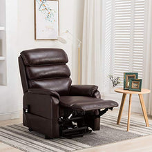 Load image into Gallery viewer, Irene House Dual Motor Lift Chair Recliners for Elderly Infinite Position Dual Power Recliner Up to 300 LBS Soft Leather Electric Power Lift Recliner Chair Sofa with Side Pocket (Red Brown Leather)

