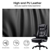 Load image into Gallery viewer, Hbada Ergonomic Executive Office Chair, PU Leather High-Back Desk Chair, Swivel Rocking Chair with Flip-up Padded Armrest and Adjustable Height, Black
