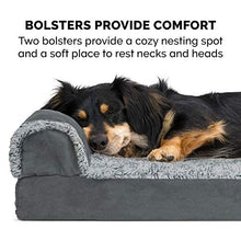 Load image into Gallery viewer, Furhaven Pet Dog Bed - Deluxe Orthopedic Two-Tone Plush and Suede L Shaped Chaise Lounge Living Room Corner Couch Pet Bed with Removable Cover for Dogs and Cats, Stone Gray, Jumbo
