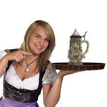 Load image into Gallery viewer, Beer Stein Engraved Edelweiss Germany Coats of Arms Lidded Beer Mug by E.H.G. | 0.7 Liter

