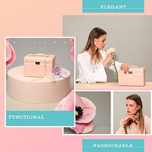 Load image into Gallery viewer, Vlando Jewelry Box, Faux Leather Medium Jewelry Organizer, Vintage Gift for Women -Pink-Cross Pattern
