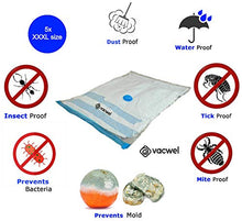Load image into Gallery viewer, Jumbo XXL Vacuum Storage Bags, 47 x 35 Space Saver Bags for Clothes, King Comforters or a Small Mattress, Thick &amp; Strong XXL Size (5 XXXL bag pack)

