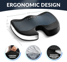 Load image into Gallery viewer, ComfiLife Gel Enhanced Seat Cushion - Non-Slip Orthopedic Gel &amp; Memory Foam Coccyx Cushion for Tailbone Pain - Office Chair Car Seat Cushion - Sciatica &amp; Back Pain Relief (Black)
