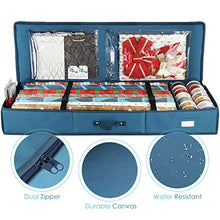Load image into Gallery viewer, Hearth &amp; Harbor Wrapping Paper Storage Container - Christmas Storage Bag with Interior Pockets - Gift Wrapping Organizer Storage Fits Up to 22 Rolls of 40" - Tear Proof  Wrapping Paper Organizer
