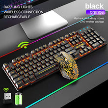 Load image into Gallery viewer, Wireless Gaming Keyboard and Mouse Combo with Yellow LED Backlit Rechargeable 4000mAh Battery Mechanical Ergonomic Feel Waterproof Dustproof 7 Color Backlit Mute Mice for Computer Mac Gamer

