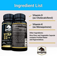Load image into Gallery viewer, [270 Days] Best Value, Max Strength 10,000 iu Vitamin D3 and 1500 mcg Vitamin K2 Supplements. D3K2 Vegan Capsules for Bone and Heart Health. D3-K2 MK4 to Boost Immune System. Best K2D3 Vitamins 3pk
