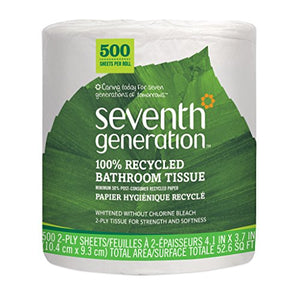 Seventh Generation White Toilet Paper 2-ply 100% Recycled Paper, 500 sheets, Pack of 60