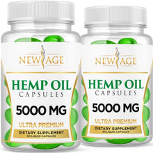 Load image into Gallery viewer, Hemp Oil Capsules Pills - 2 Pack - 5000 Hemp Oil Capsules - Made in The USA - Maximum Value - Rich in Omega 3,6,&amp; 9
