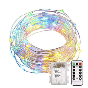 5M Fairy Lights Plug in,16.4ft / 50LED Waterproof Firefly Lights on Copper Wire,Waterproof,Home Decoration Parties Weddings,Outdoor,Patio Garden Decoration+Remote control (5M, Multicolor)