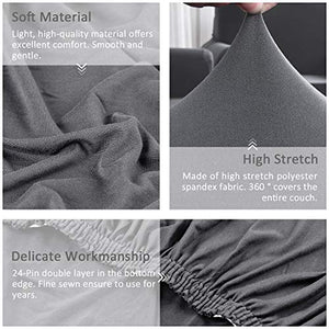 TAOCOCO Waterproof Sectional Couch Covers 2pcs L Shape Sofa Covers Polyester Fabric Stretch Furniture Cover Pet Dog Sofa Slipcovers L-Type Flexible Sofa Cover 3 seat +3 seat (Light Grey)