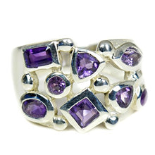 Load image into Gallery viewer, gemsonclick Natural Amethyst Ring Bold for Men Sterling Silver Ring in Size 4,5,6,7,8,9,10,11,12
