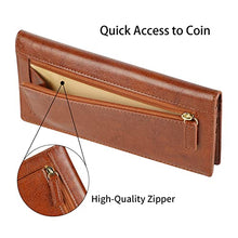 Load image into Gallery viewer, Lavemi RFID Blocking Ultra Slim Real Leather Credit Card Holder Clutch Wallets for Women with Snap Closure(2-Waxed Brown)
