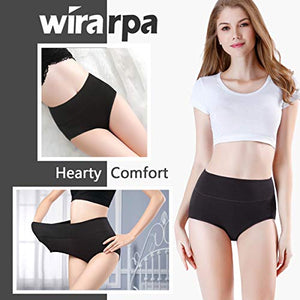 wirarpa Women's Cotton Underwear High Waisted Full Briefs Ladies Comfortable No Muffin Top Panties 4 Pack Size 6, Medium