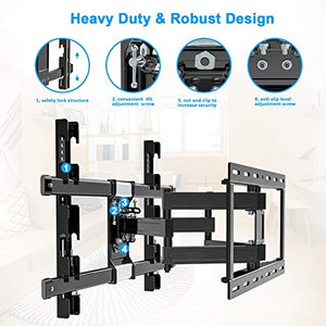 JUSTSTONE TV Wall Mount Bracket Full Motion for Most 32-80 Inch LED/LCD/OLED Flat Screen Curved TVs with Articulating Dual Arm Swivel Tilt Up to 110 lbs, Max VESA 600X400mm