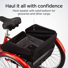 Load image into Gallery viewer, Schwinn Meridian Deluxe Adult Tricycle Bike, Three Wheel Cruiser, 26-Inch Wheels, Low Step-Through Aluminum Frame, Adjustable Handlebars, Large Cruiser Seat, Rear Folding Basket, 3-Speed, Red
