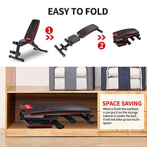 HOLATO Adjustable Weight Bench for Full Body Workout ,Foldable Workout Bench Home Gym Weightlifting and Strength Training,Multi-Purpose Sit up Bench Portable Exercise Bench