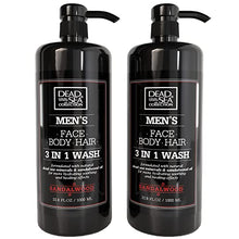 Load image into Gallery viewer, Dead Sea Collection Men’s Body Wash - Pack of 2 (67.6 Fl. Oz) - Sandalwood 3 in 1 Body Wash for Men - Face Wash for Men with Shower Gel for Men and Shampoo for Men to Keeping You Feeling Fresh &amp; Cool
