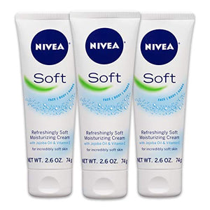 NIVEA Soft Moisturizing Crème - Pack of 3, All-In-One Cream For Body Face and Hands, Travel Size - 2.6 oz. Tubes